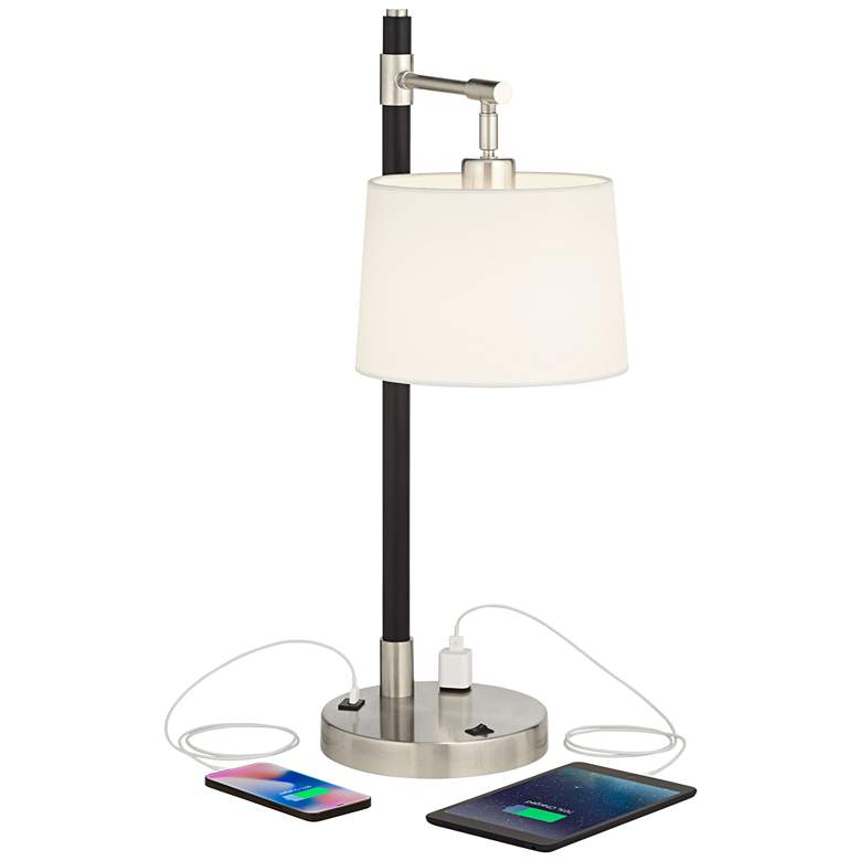 Image 3 Possini Euro Lexis Black Desk Lamp with USB Port and Outlet more views