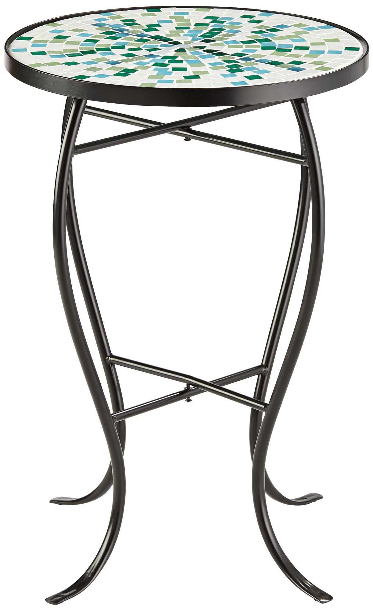 Aqua Mosaic Black Iron Outdoor Accent Table 79A79 Lamps Plus