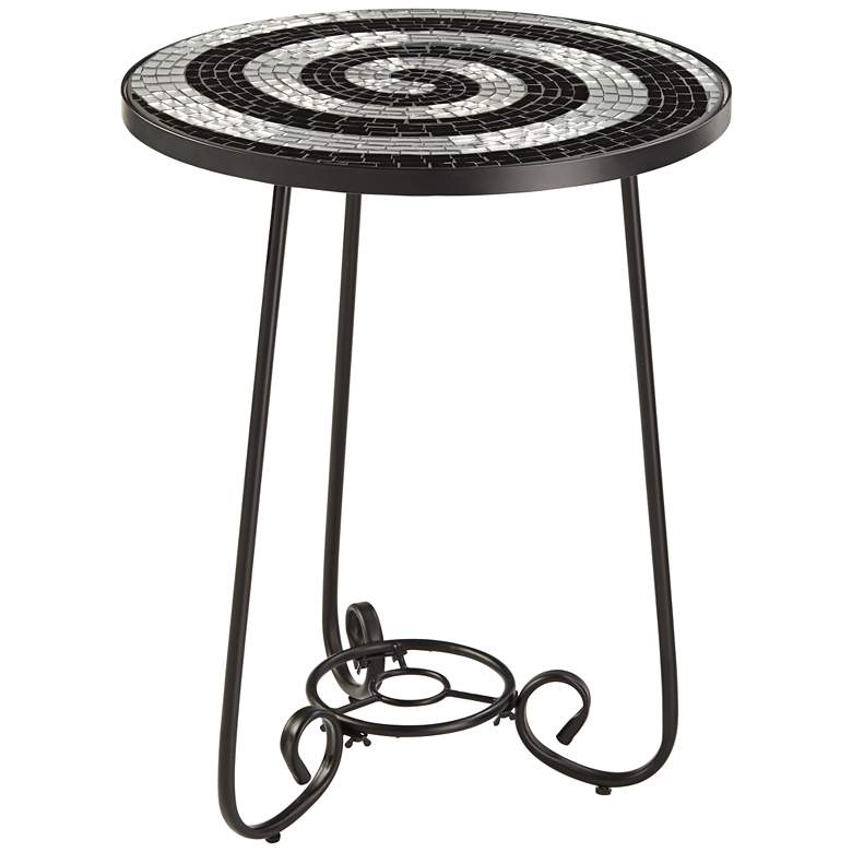 Image 6 Spiral Mosaic Black Iron Outdoor Accent Table more views