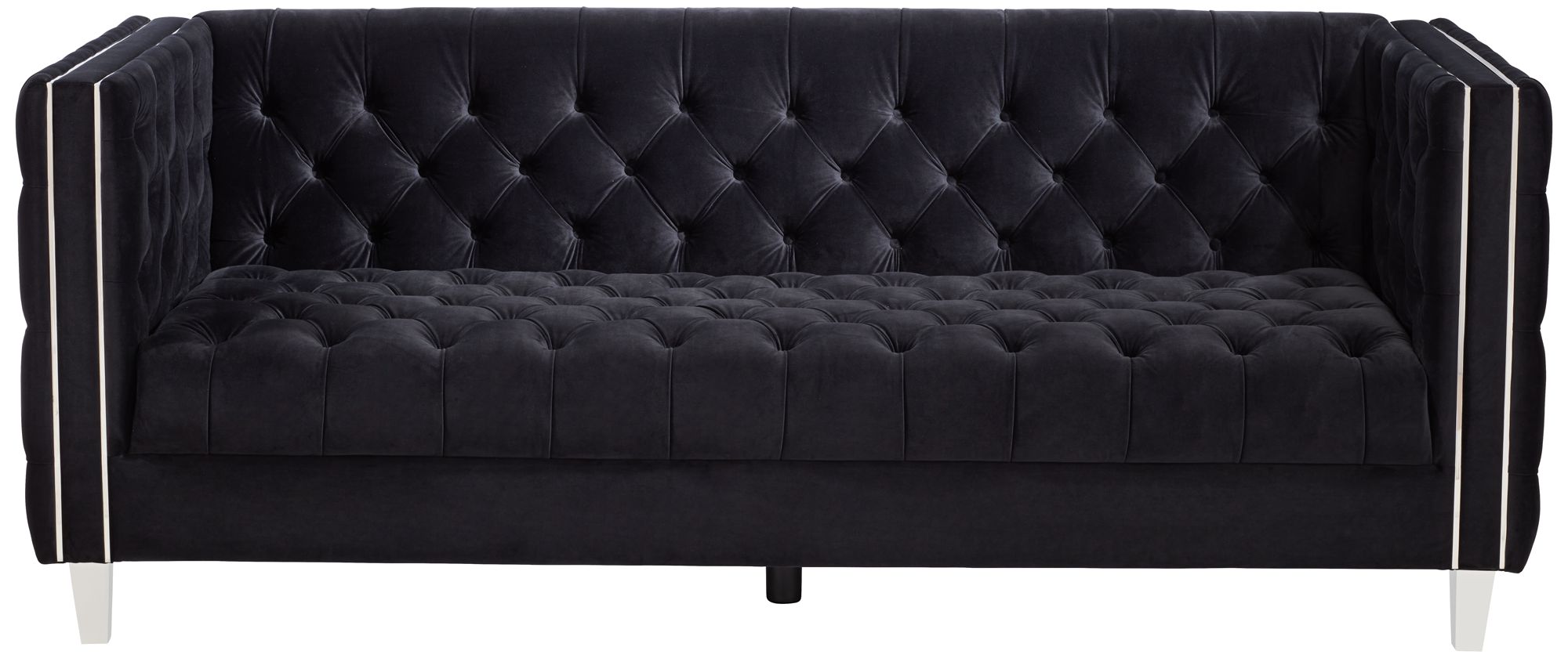 City Black Velvet Tufted Sofa 79C76 Lamps Plus
