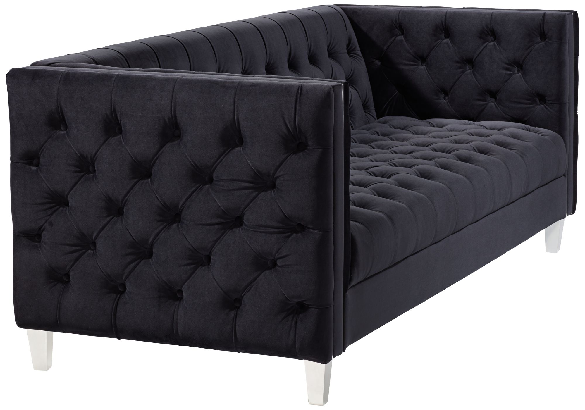 City Black Velvet Tufted Sofa 79C76 Lamps Plus   79C76views4.fpx