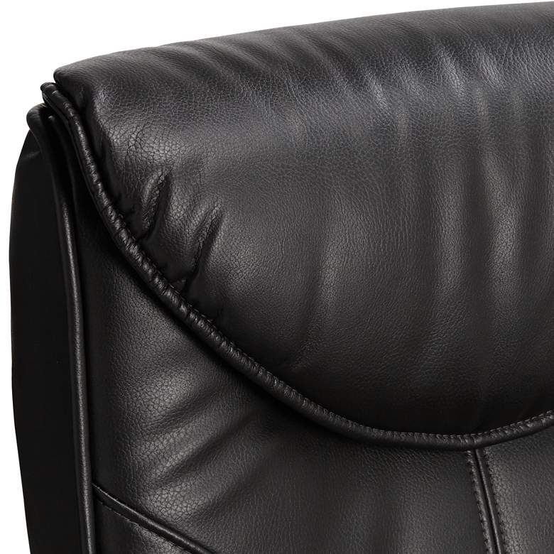 Image 3 Davenport Black Faux Leather Swivel Recliner and Ottoman more views