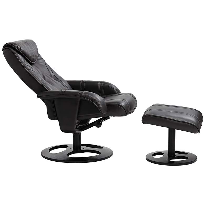 Image 6 Davenport Black Faux Leather Swivel Recliner and Ottoman more views
