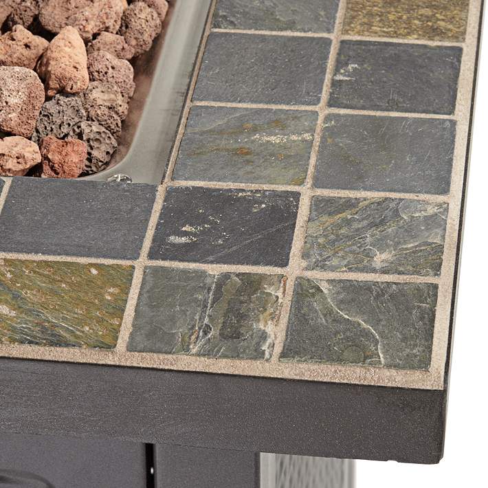 Tahoe 30 Square Slate Top Gas Outdoor, Outdoor Fire Pit With Granite Top