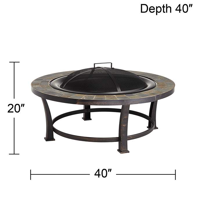 Slate Top Outdoor Fire Pit, Living Accents 35in Round Fire Pit