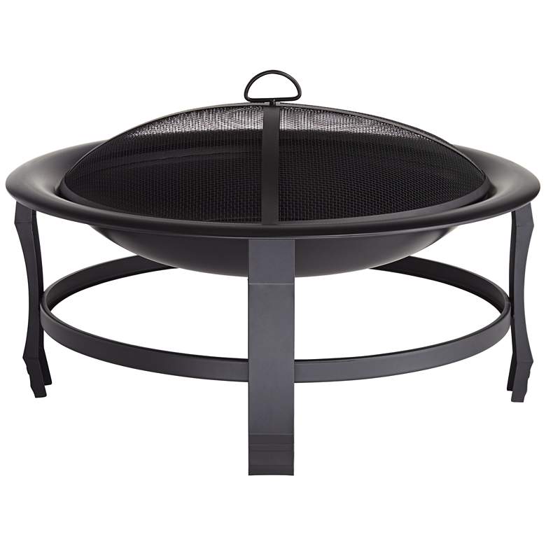 Capitan 30&quot; Wide Round Steel Outdoor Fire Pit more views