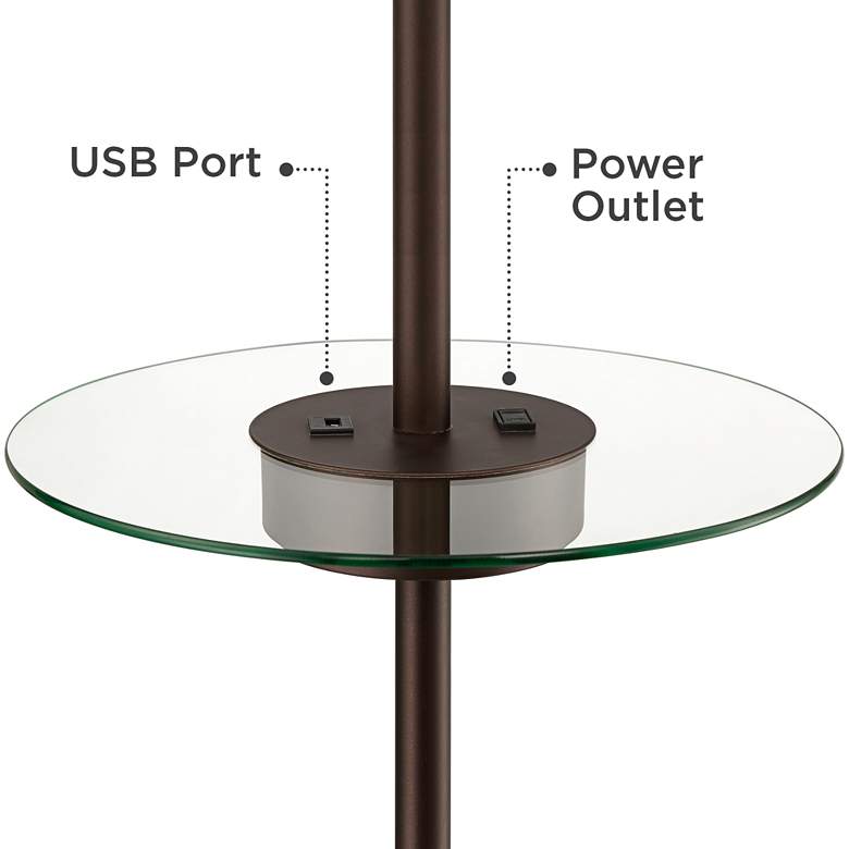 Caper Bronze Tray Table Floor Lamp with USB Port and Outlet more views