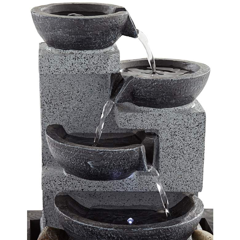 Four Cup 11&quot; High LED Lighted Cascading Tabletop Fountain more views