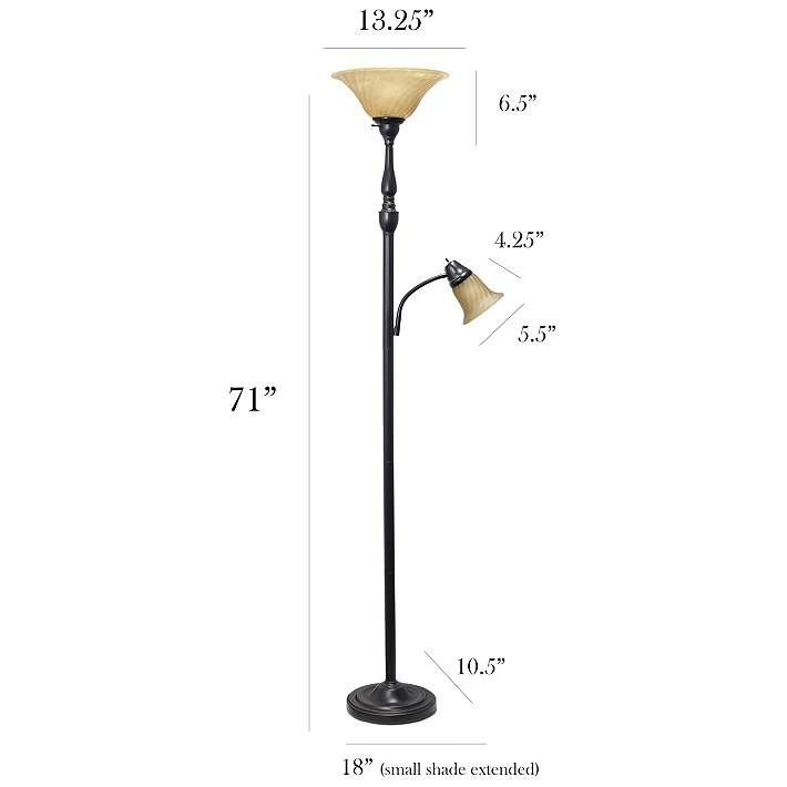 Elegant Designs Bronze 2 Light, 2 Light Torchiere Floor Lamp