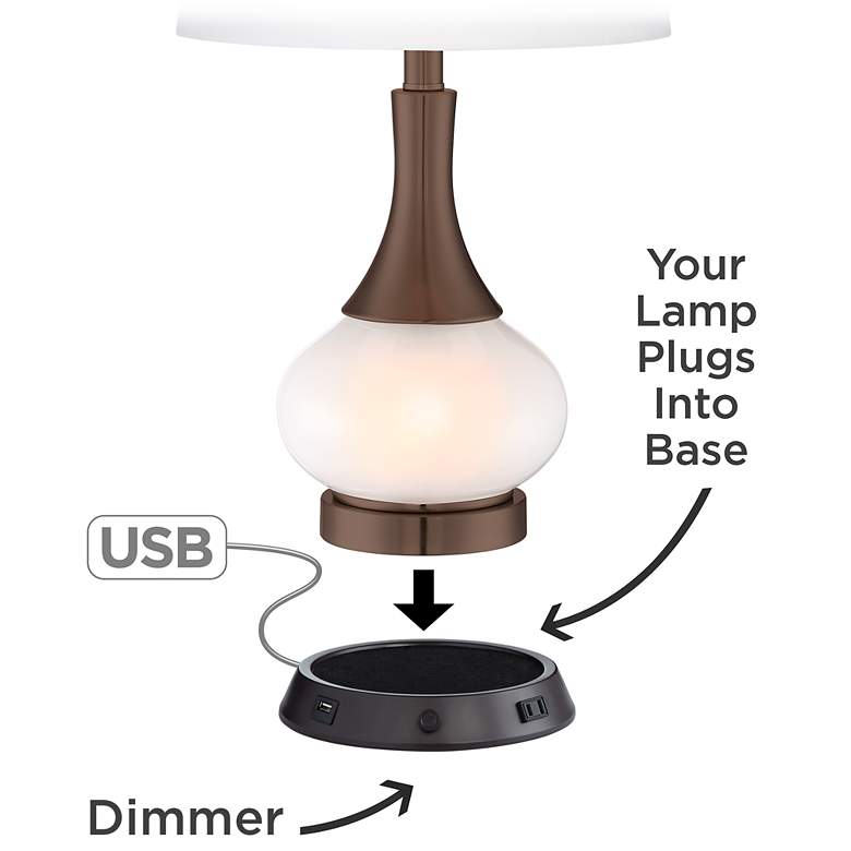 Universal USB-Outlet Bronze Lamp Base with Dimmer more views
