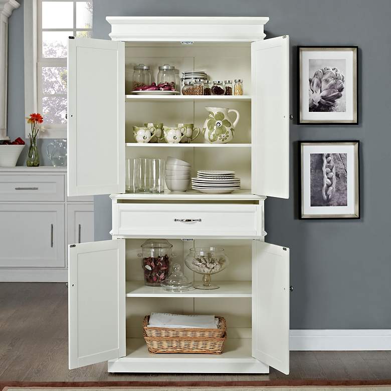 Parsons 33&quot; Wide White 4-Door Kitchen Pantry Cabinet  more views
