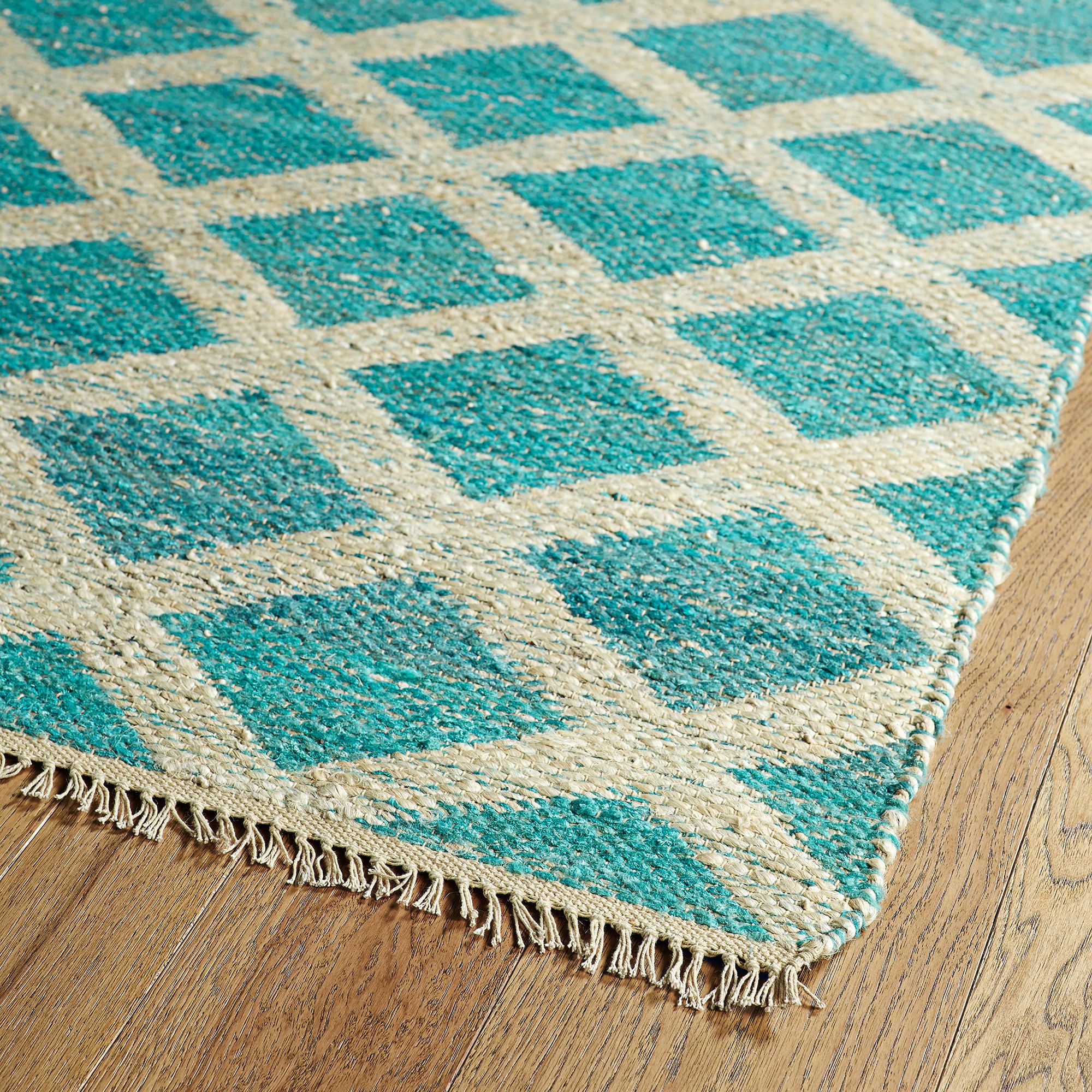 Kaleen Kenwood Ken05 91 Teal Blue Lattice Jute Area Rug 7h379 Lamps Plus