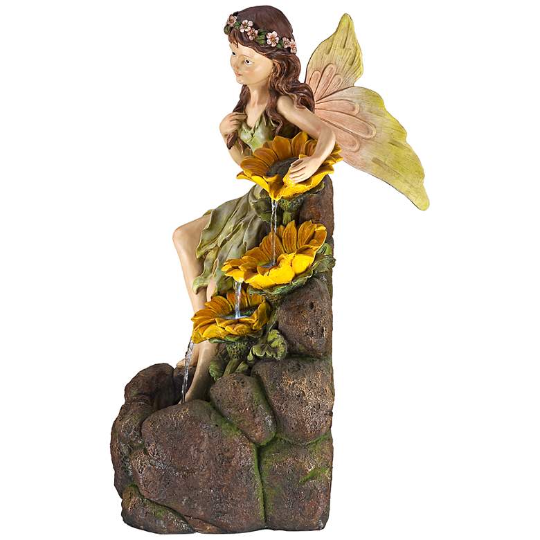 Image 4 Garden Fairy with Sunflowers 26" High Floor Fountain more views