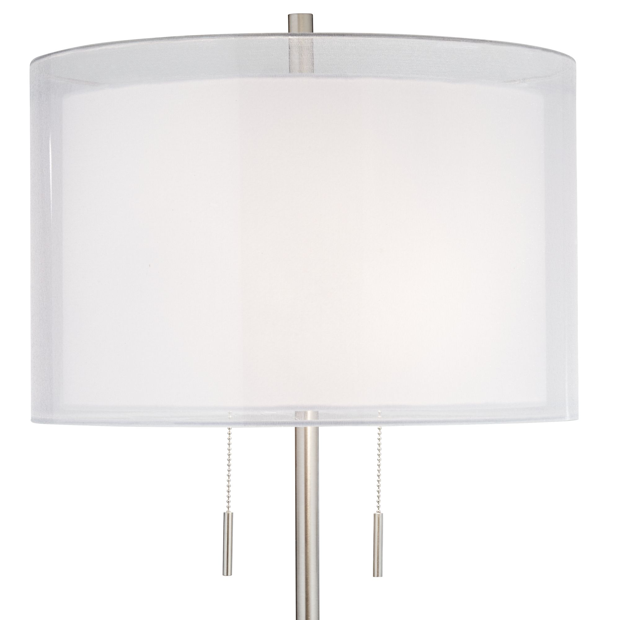 Roxie Brushed Nickel Floor Lamp with Double Drum Shade 7J459 Lamps