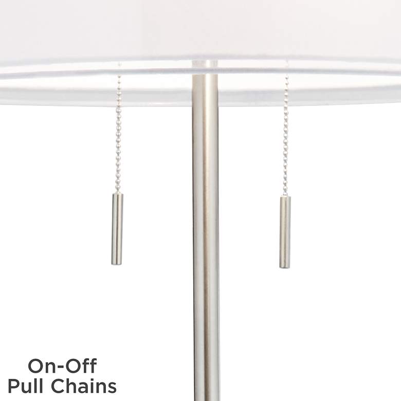 Image 6 Possini Euro Roxie Brushed Nickel Modern Floor Lamp with Double Drum Shade more views