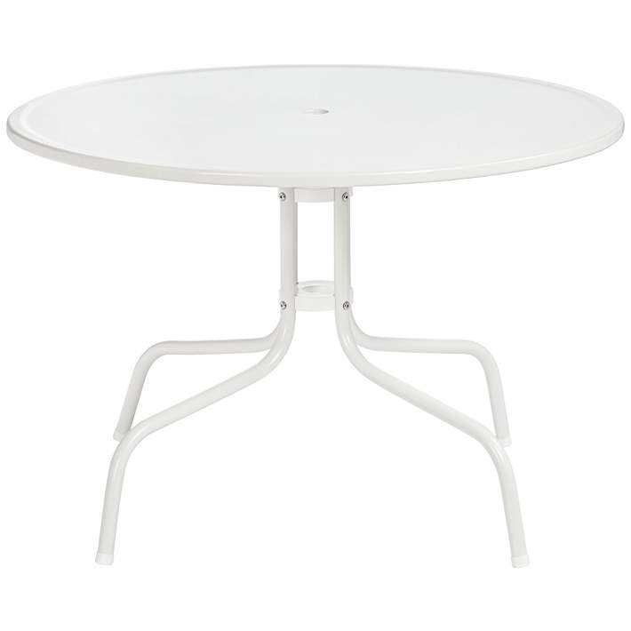 Griffith Round White Outdoor Dining, Round White Metal Outdoor Coffee Table