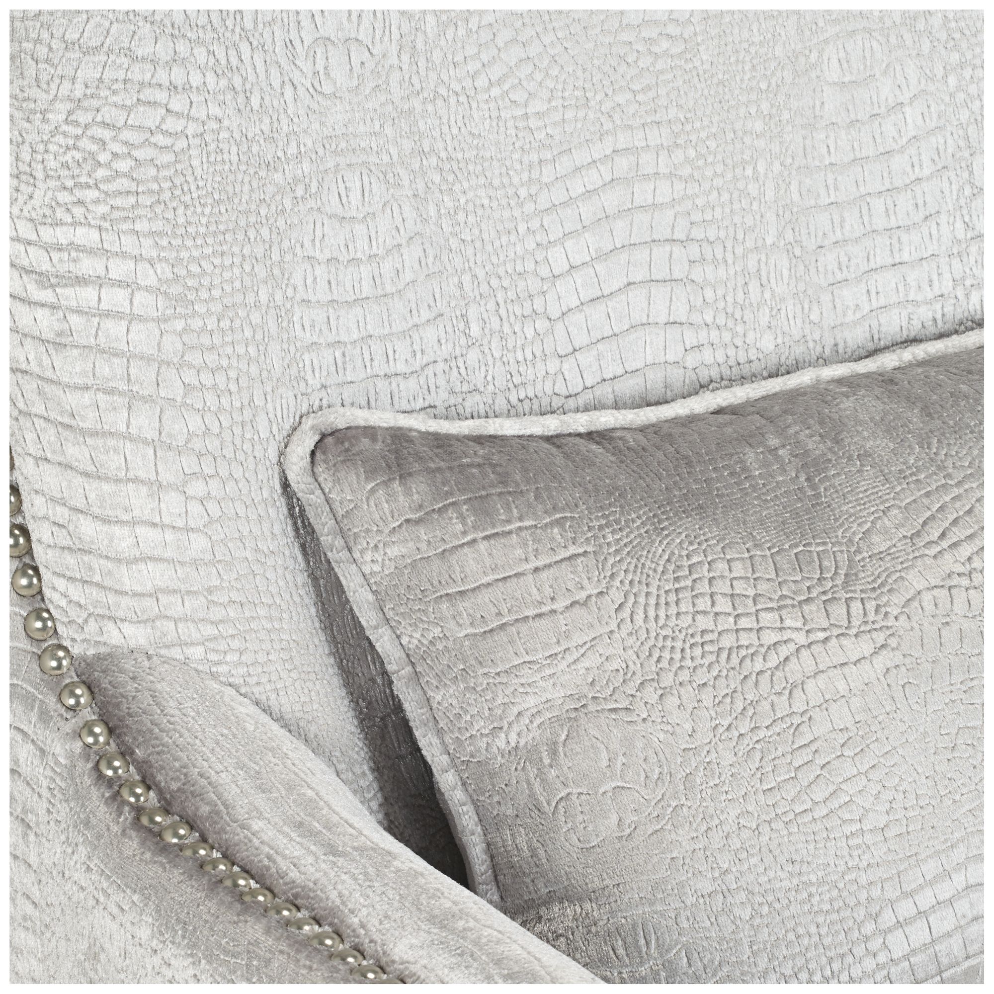 Aston Silver Alligator Print Upholstered Wingback Armchair - #7K190