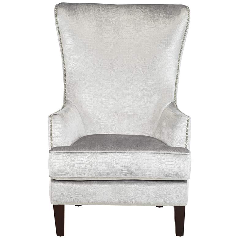 Image 7 Aston Silver Alligator Print Upholstered Wingback Armchair more views