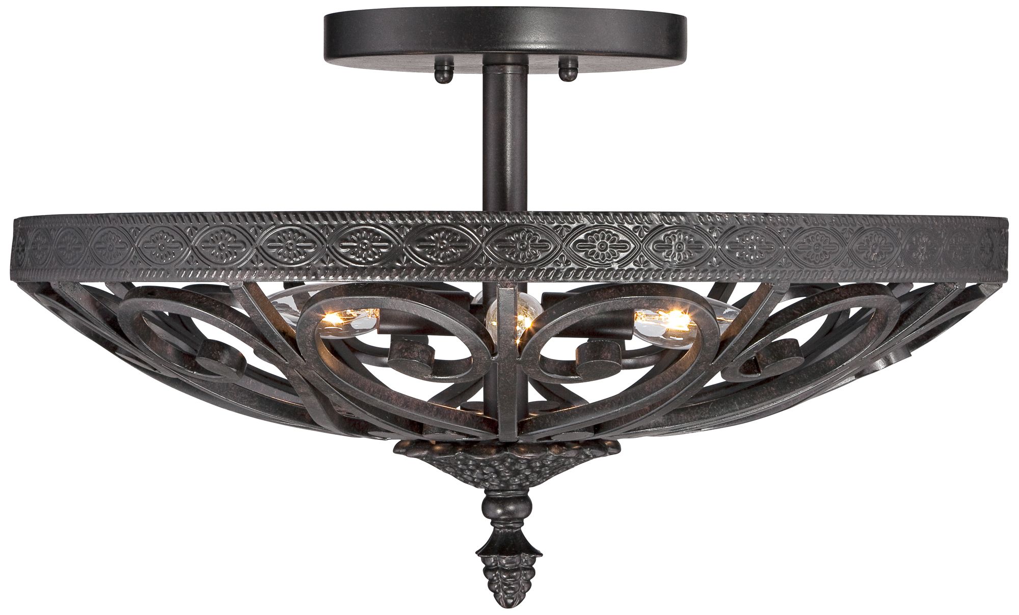 Kathy Ireland La Romantica Black Iron Ceiling Light 7W432 Lamps