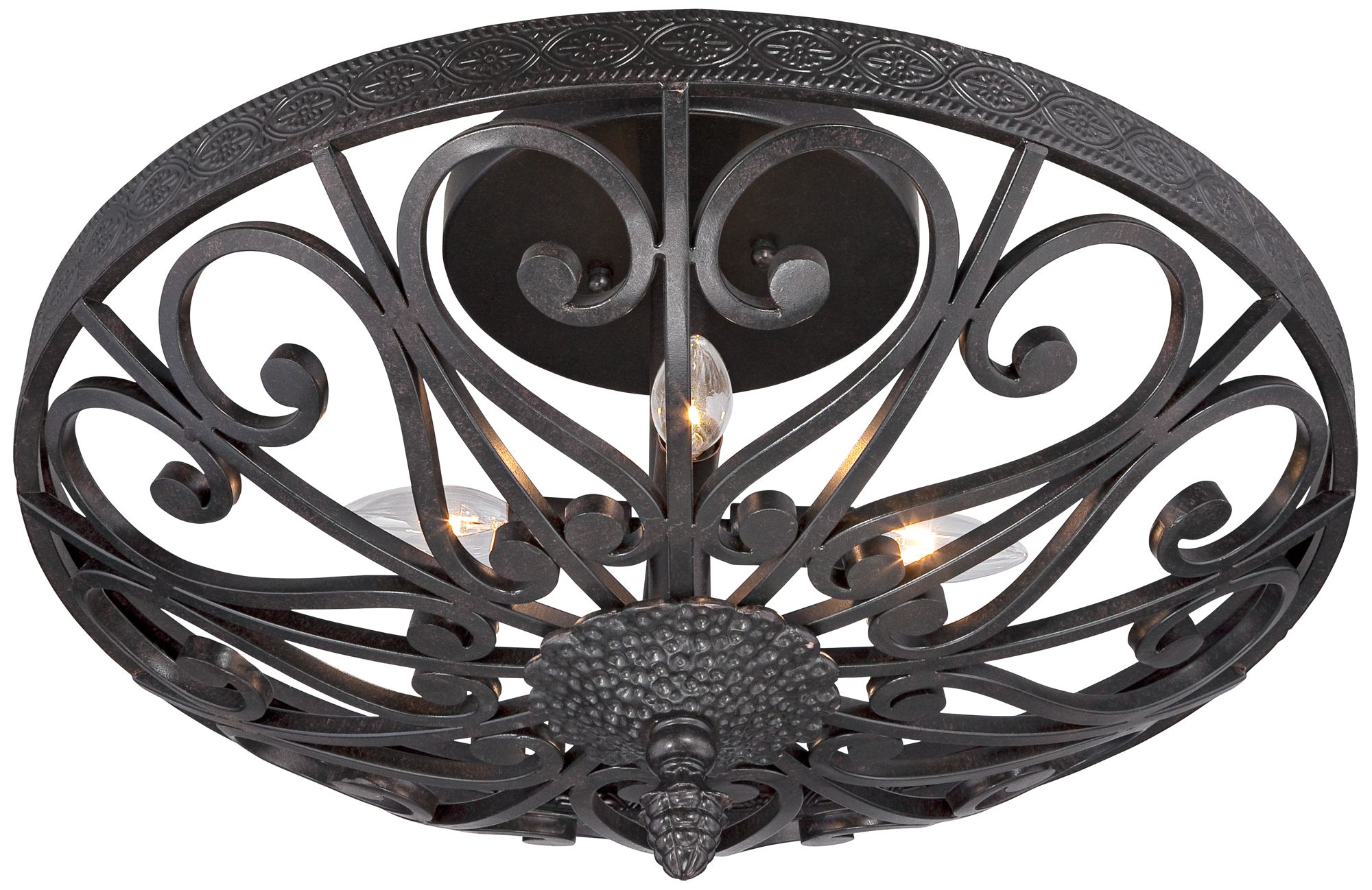 Kathy Ireland La Romantica Black Iron Ceiling Light 7W432 Lamps