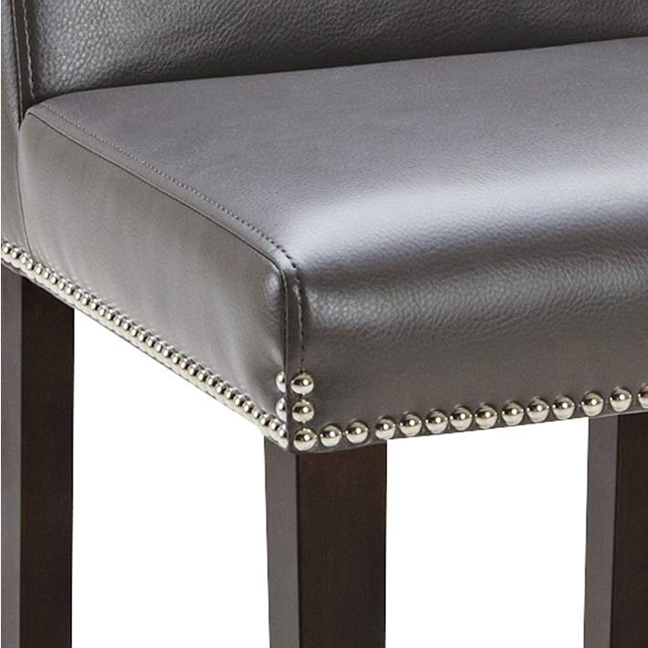 2 Gray Bonded Leather Counter Stool, Leather Nailhead Counter Stools