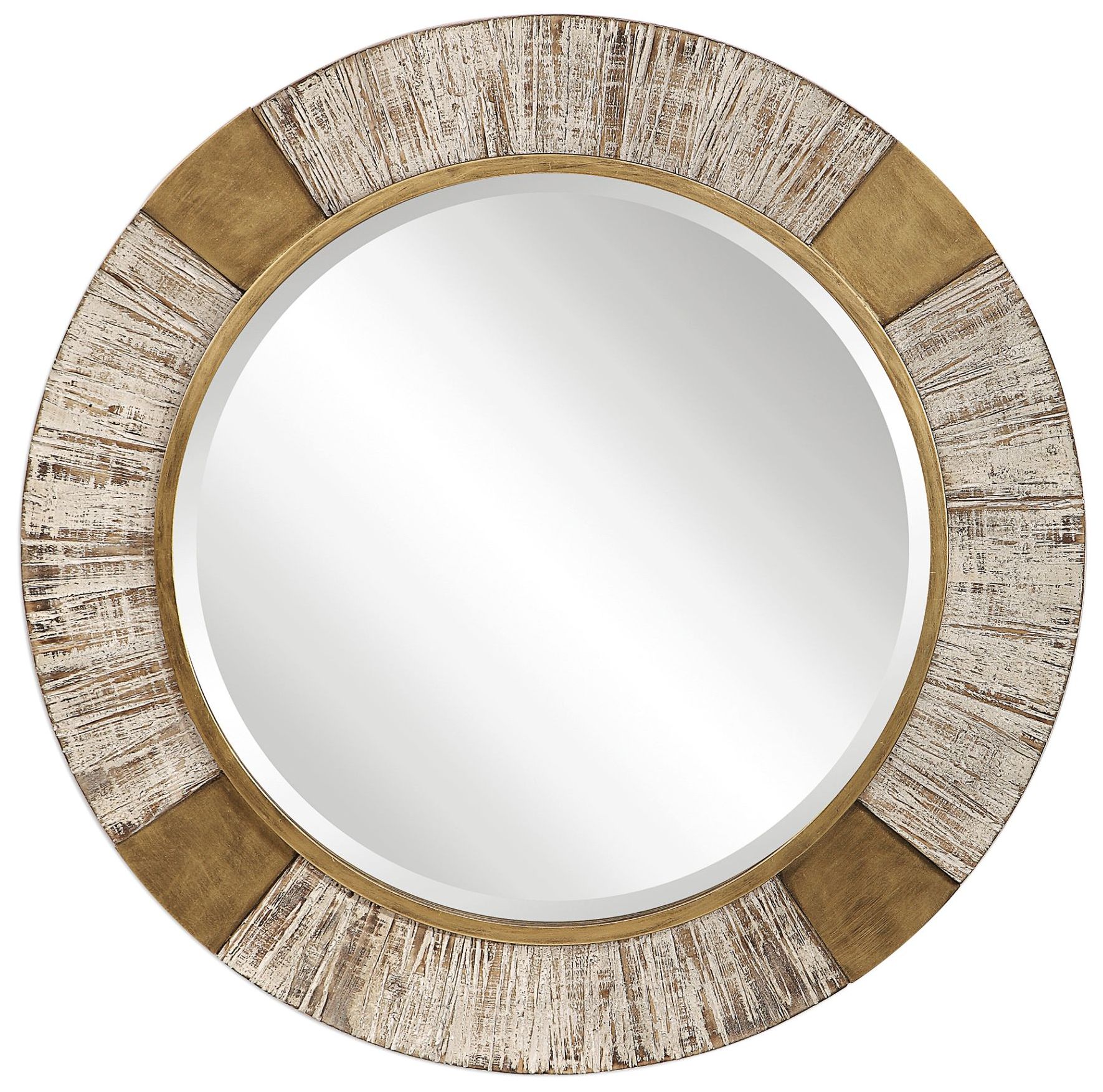 Reuben Gold and White 40" Round Oversized Wall Mirror 80C30 Lamps Plus