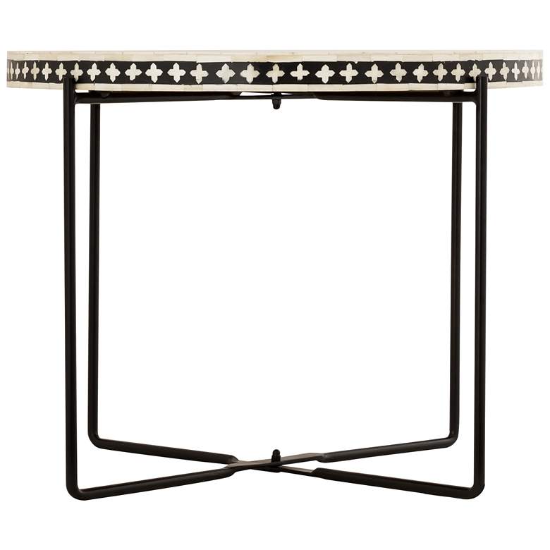 Regina 24&quot;W Black and White Bone-Inlay Round Cocktail Table more views