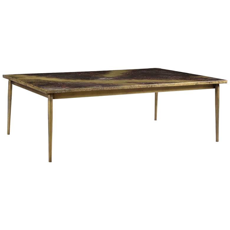Galaxy 46 1/2&quot; Wide Antique Brass Iron Cocktail Table more views