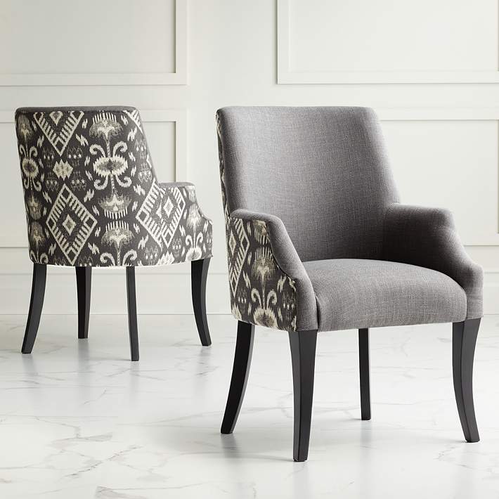 Kasen Printed Gray Fabric Modern Dining, Printed Fabric Dining Room Chairs