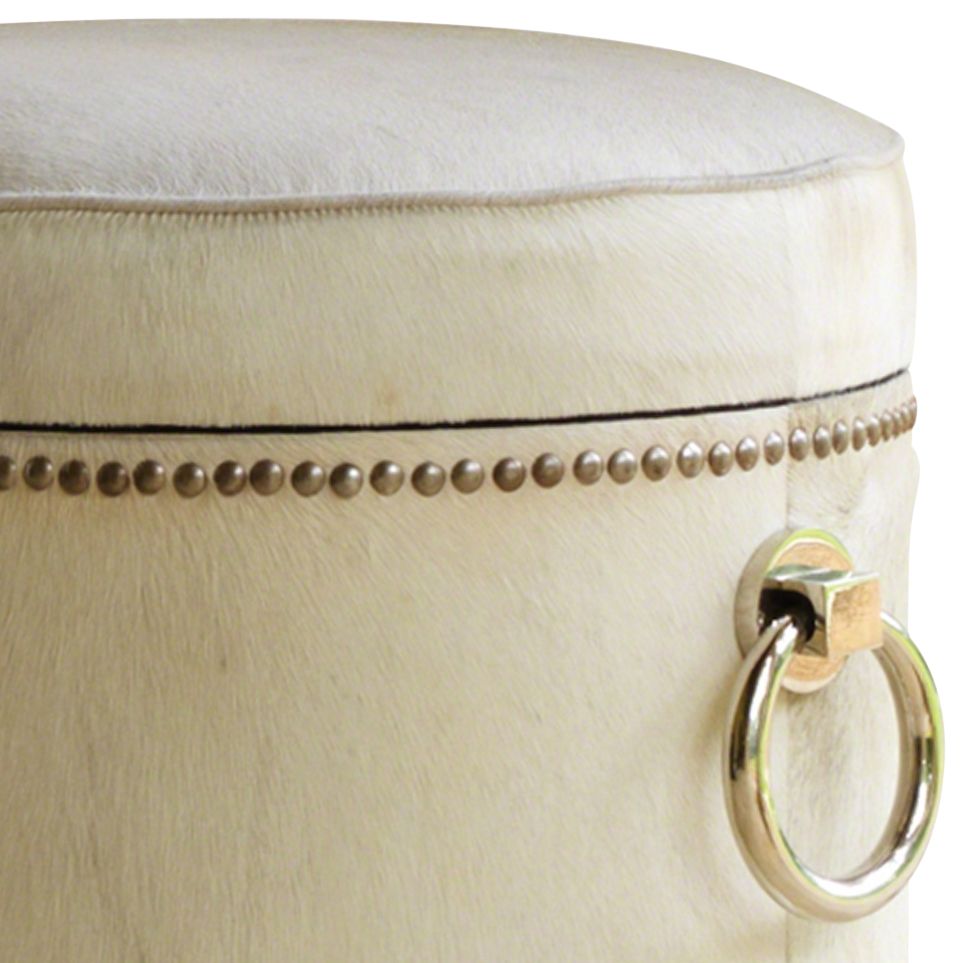 Global Views Chalis Ivory Cowhide Leather Ring Storage Bench