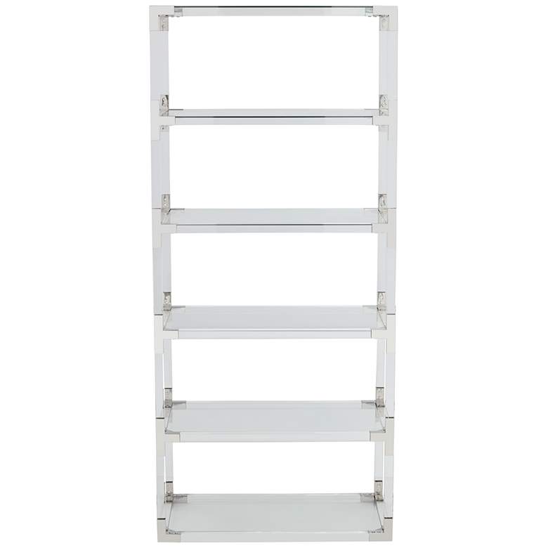 Hanna 70 3/4&quot; Clear Acrylic and Chrome 6-Shelf Open Bookcase more views
