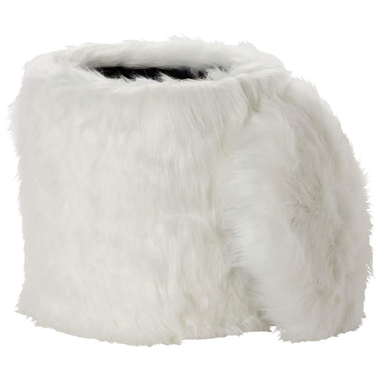 Image 3 Carminna White Faux Fur Round Accent Stool with Storage more views