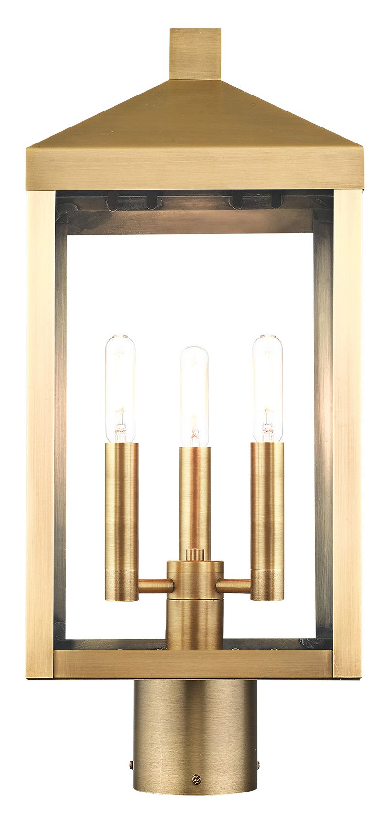Nyack 19 1/2" High Antique Brass Outdoor Post Light 81F64 Lamps Plus