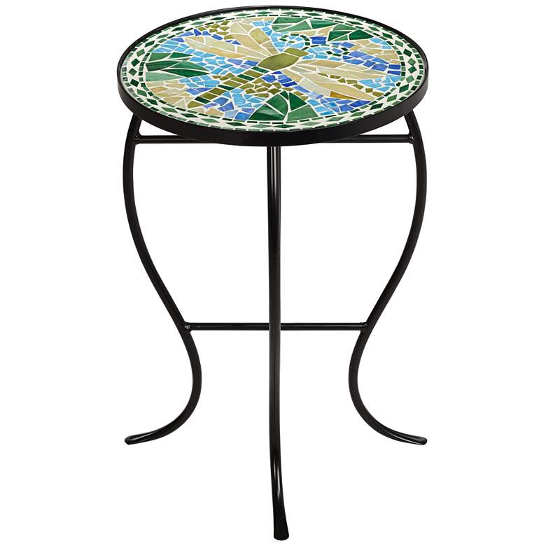 Image 5 Dragonfly Mosaic Black Iron Outdoor Accent Tables Set of 2 more views