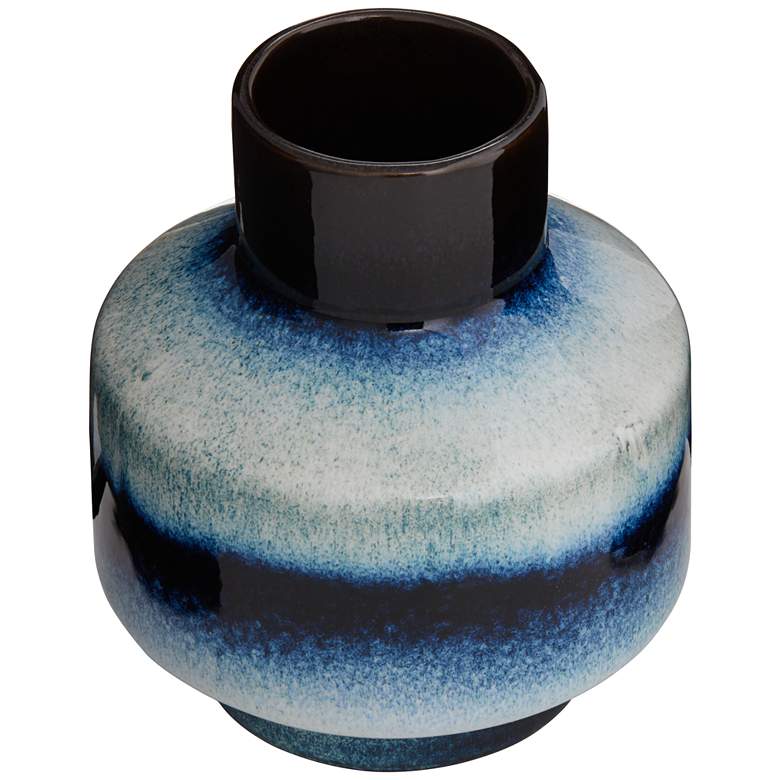 Modern 6 1/2&quot; High Blue and Cream Ceramic Vase more views