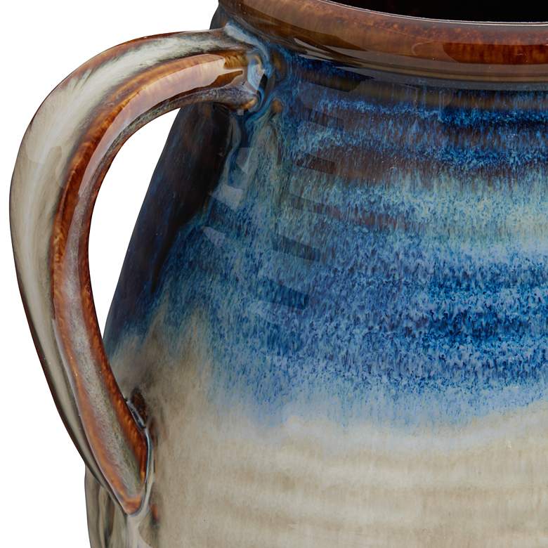 Modern 8 1/2&quot; High Blue Multi-Color 2-Handle Ceramic Vase more views