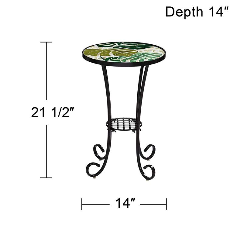 Image 7 Tropical Leaves Mosaic Black Outdoor Accent Tables Set of 2 more views