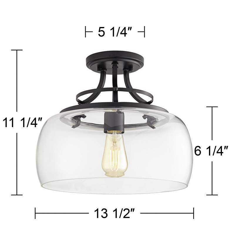 Image 7 Charleston 13 1/2" Wide Black Clear Glass LED Ceiling Light more views