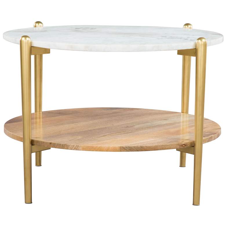 Zuo Mina 30&quot; Wide White Marble and Gold Coffee Table more views