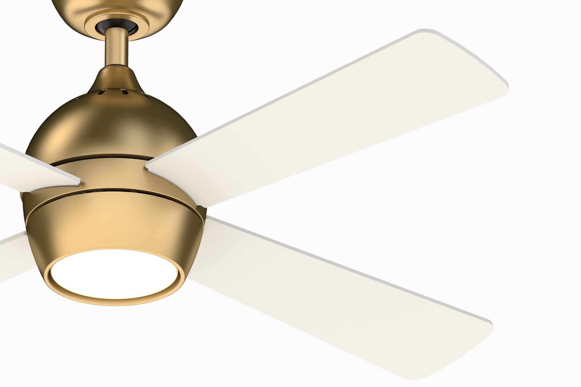 44" Fanimation Kwad Brushed Satin Brass LED Ceiling Fan with Remote