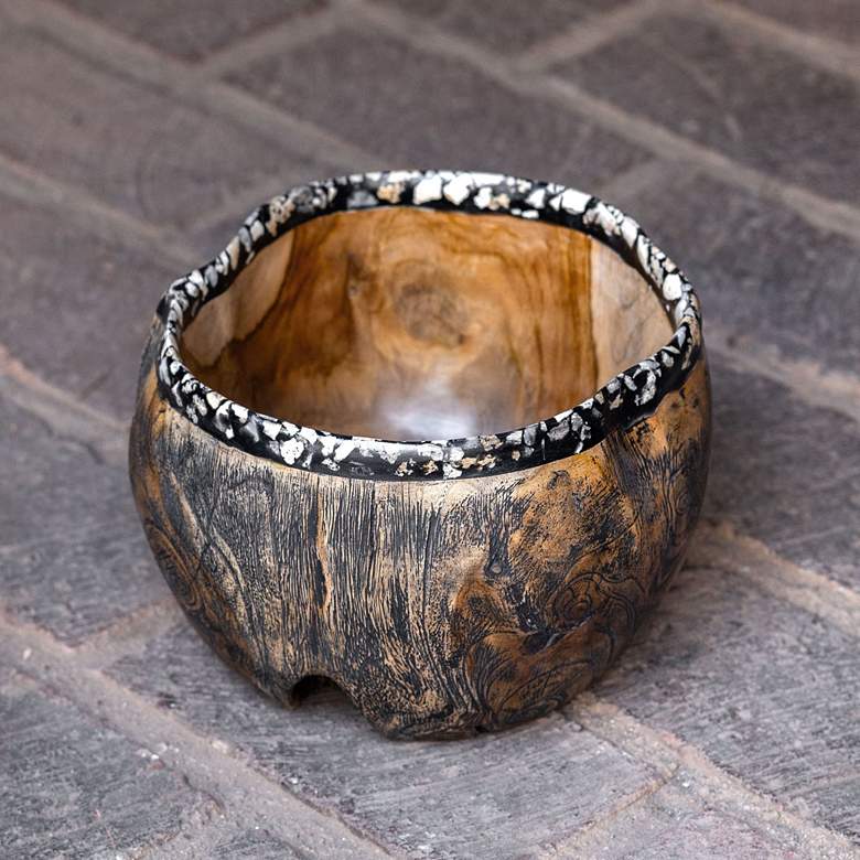 Image 2 Chikasha 10 1/4" Wide Natural Teak Wood Decorative Bowl more views