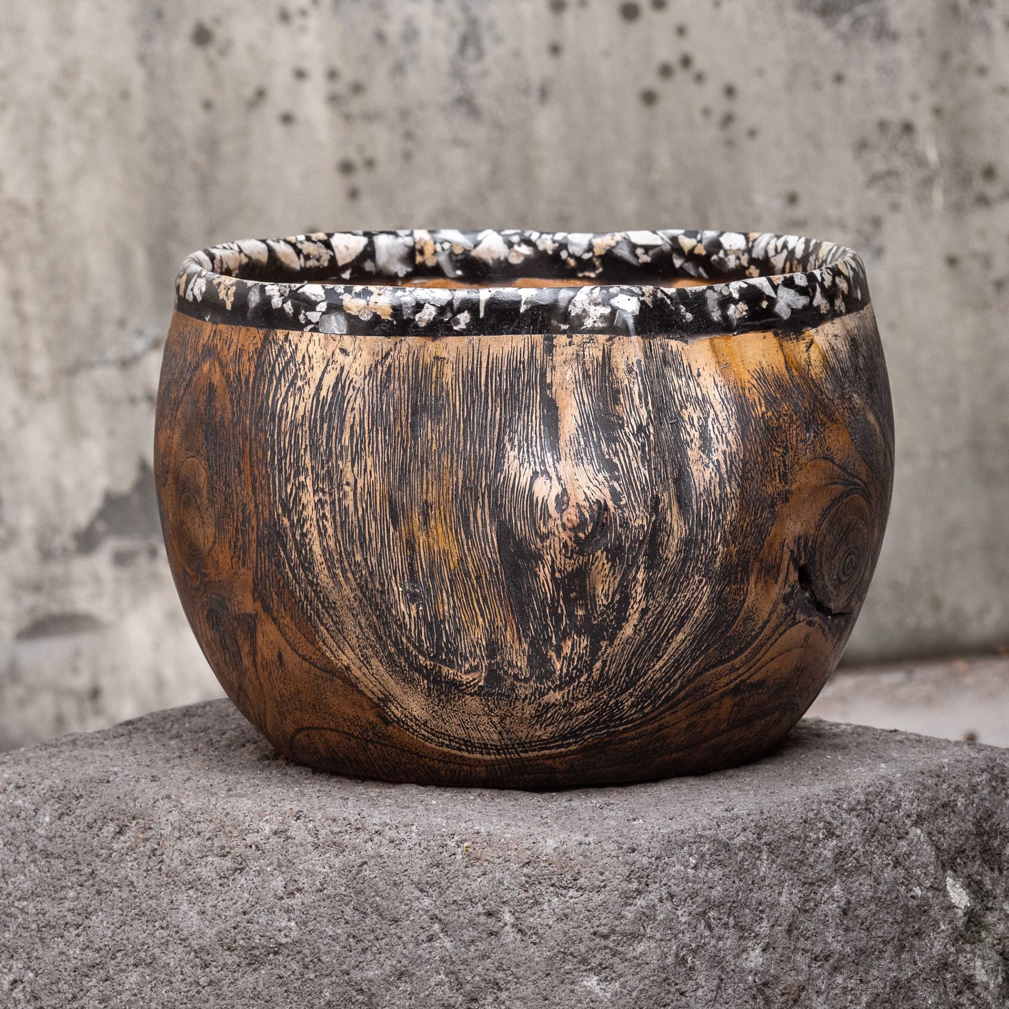 Chikasha 10 1/4" Wide Natural Teak Wood Decorative Bowl