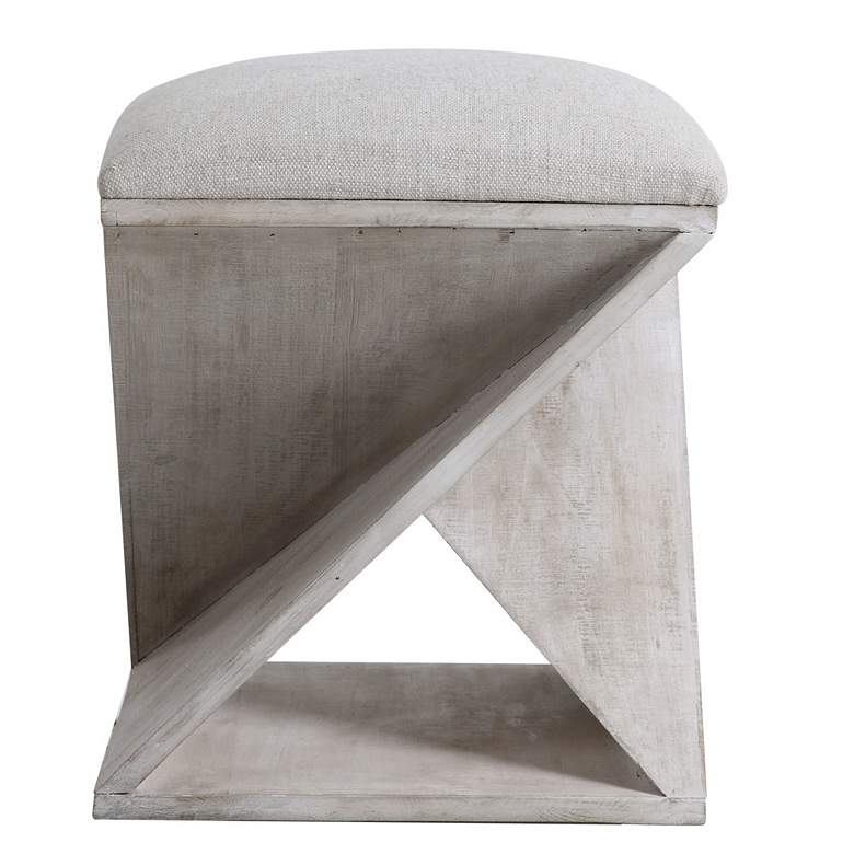 Image 2 Uttermost Benue White Washed Wood Accent Stool more views