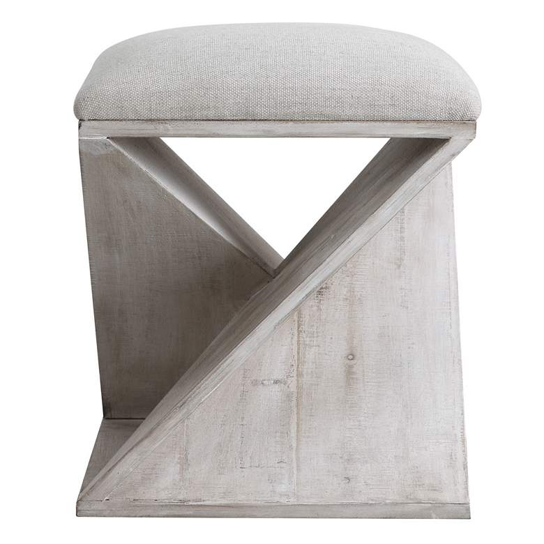 Image 3 Uttermost Benue White Washed Wood Accent Stool more views