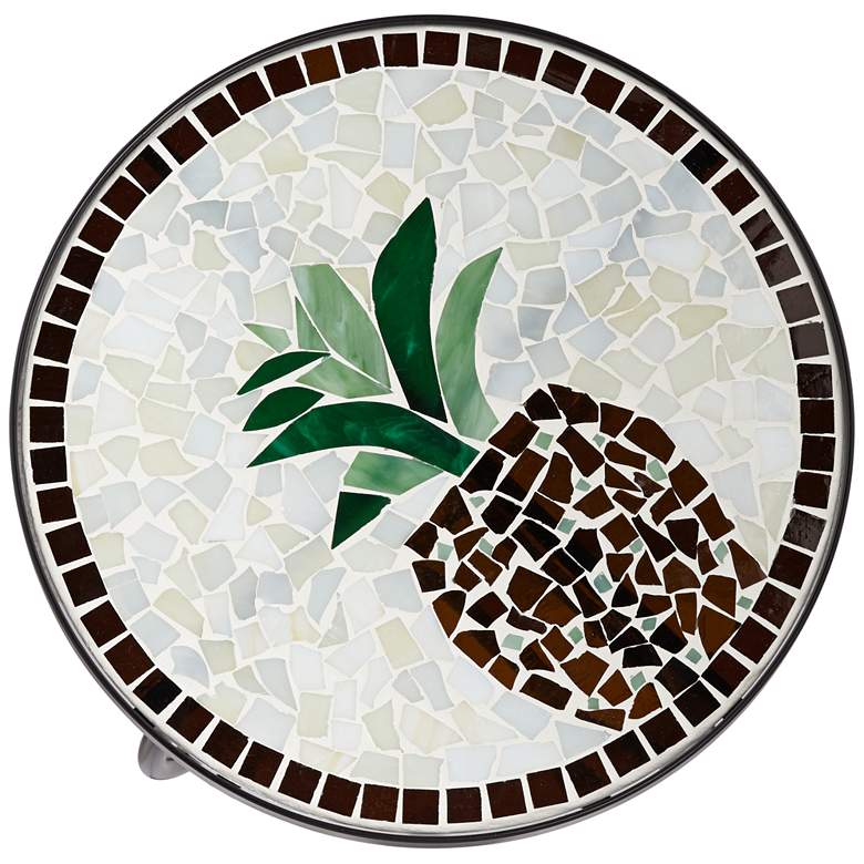 Image 2 Beige Pineapple Mosaic Round Outdoor Accent Tables Set of 2 more views