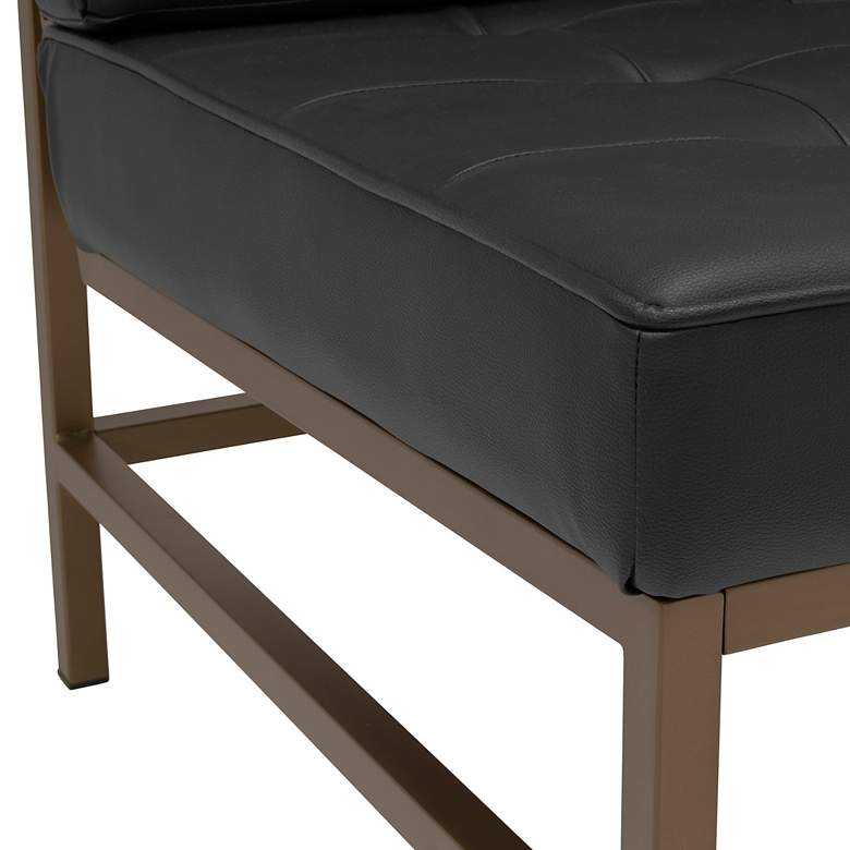 Image 4 Ashlar Black Leather and Bronze Steel Tufted Accent Chair more views
