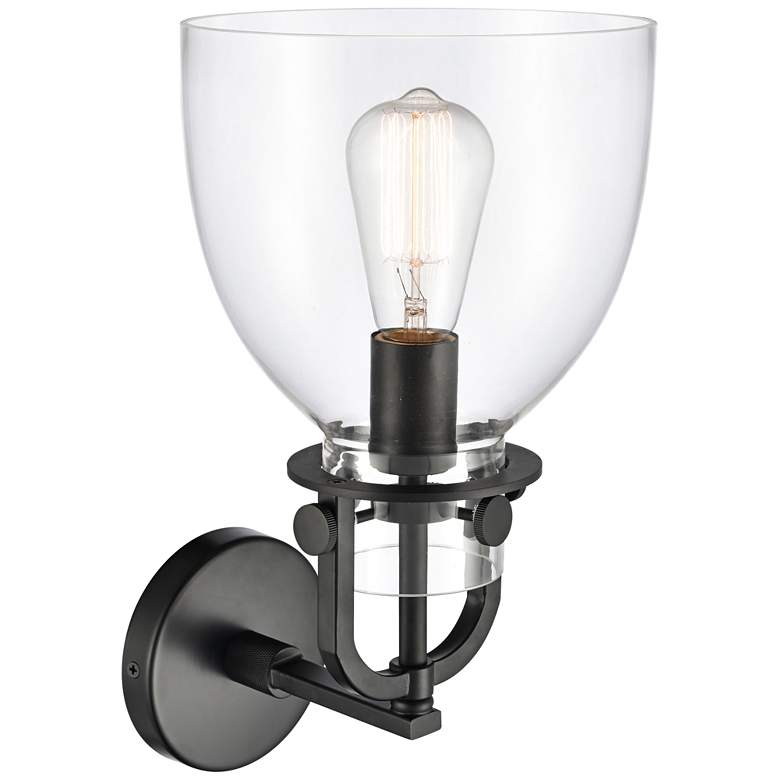 Image 2 Newton 14 1/2" High Matte Black Dome Glass Wall Sconce more views