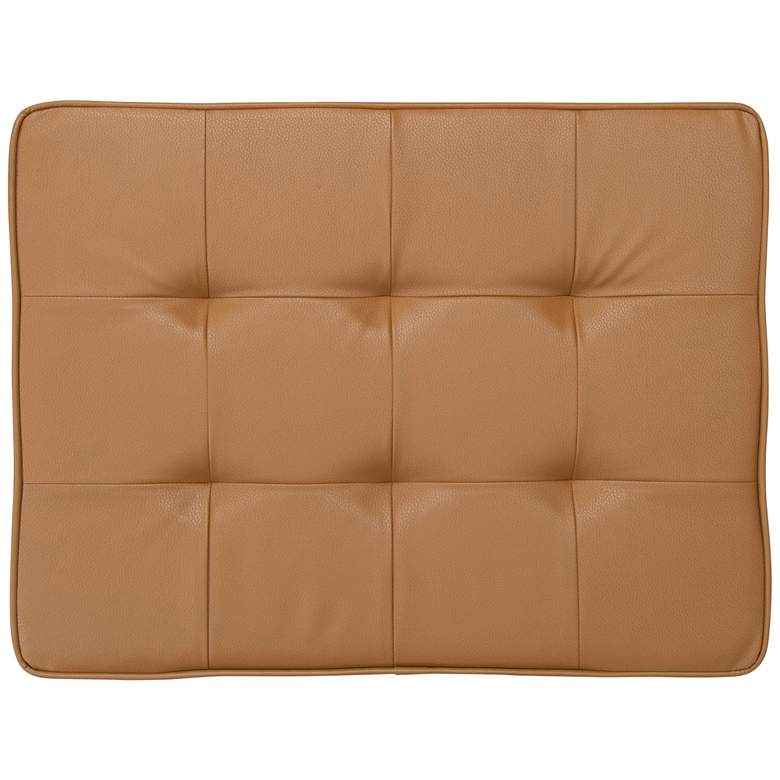 Image 5 Ashlar Caramel Leather and Bronze Steel Tufted Square Ottoman more views