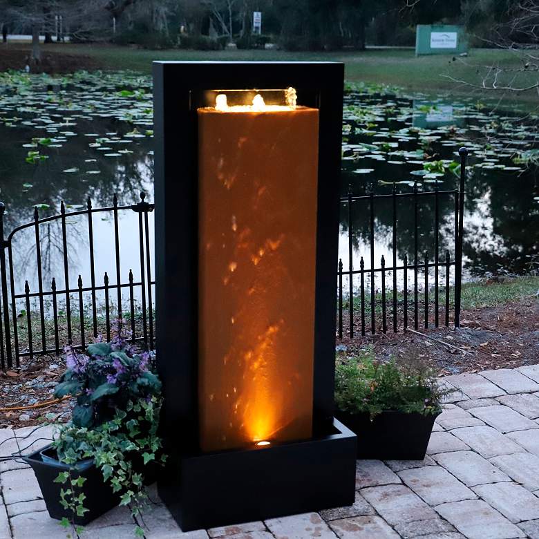 Image 3 Andora 47 1/4" High Rust and Black LED Waterfall Fountain more views