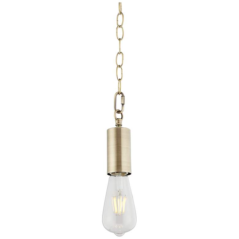 Antique Brass Plug-In Hanging Swag Chandelier with Edison Style LED Bulb more views